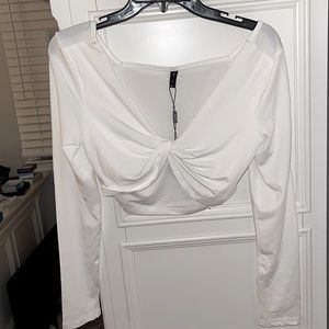 WIT Zaful White Long Sleeve Crop Top
